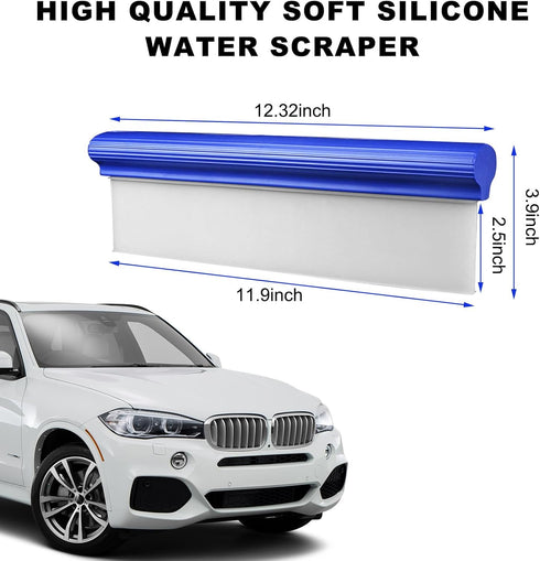 Car Wiper Blade Squeegee, 12.3 inch 3-Layer Silicone T-Bar Water Blade, Automotive Water Wiper for Car Drying, Universal Quick Drying Flexible Squ...